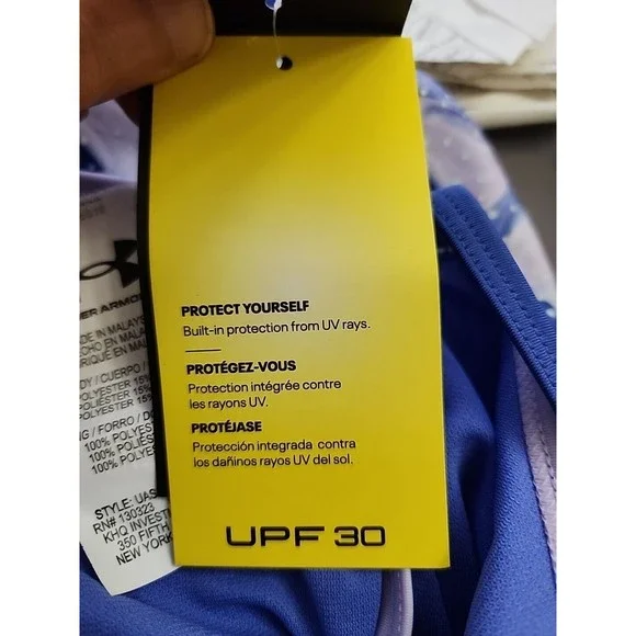 Under Armour One Piece Swimsuit Girls 16 Nebula Purple Waves NEW - Picture 5 of 6